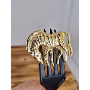3D Gold Tone‎ Jungle Zebra Brooch Lapel Tie Pin Africa Safari Animal 1.5"
